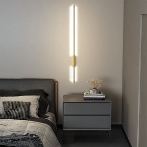 Modern Gold Aluminum Linear LED Wall Lighting Fixture 100cm - White