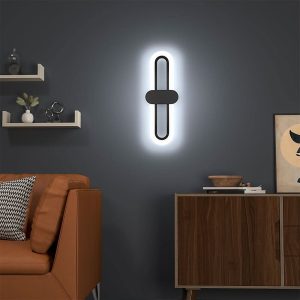 Modern Oval LED Wall Light with Acrylic Shade - White