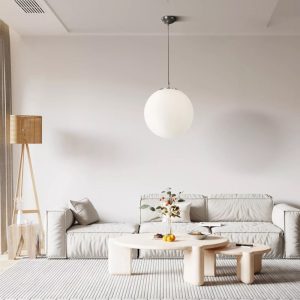 Searchlight 6077 Atom 1 Light Ceiling Pendant Light In Satin Silver