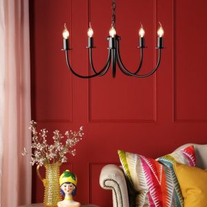 Dar Lighting Becca 5 Light Ceiling Pendant Light In Matt Black Finish