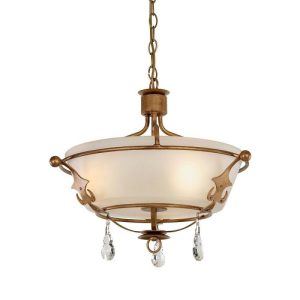 Elstead WINDSOR/SF Windsor 3 Light Semi Flush/Pendant Ceiling Light in Gold Patina