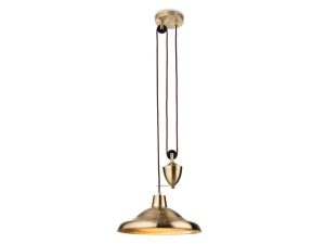 Firstlight 2928AB Suffolk 1 Light Rise And Fall Ceiling Pendant Light In Antique Brass Finish
