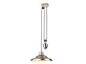 Firstlight 2928BS Suffolk 1 Light Rise And Fall Ceiling Pendant Light In Brushed Steel Finish