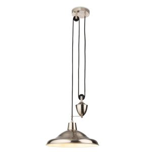 Firstlight 2928BS Suffolk 1 Light Rise And Fall Ceiling Pendant Light In Brushed Steel Finish