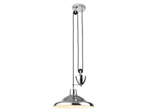 Firstlight 2928CH Suffolk 1 Light Rise And Fall Ceiling Pendant Light In Chrome Finish