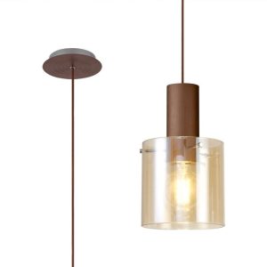 Nordic 1 Light Ceiling Pendant Light in Mocha Finish With Amber Glass