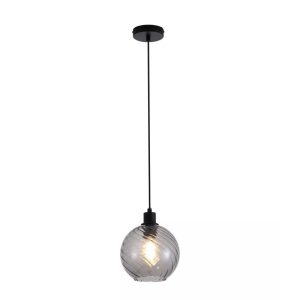 Searchlight Radiance Ceiling Pendant Light In Black Finish With Smoked Glass 44520SM
