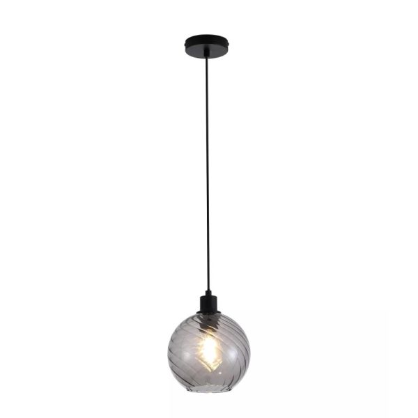 Searchlight Radiance Ceiling Pendant Light In Black Finish With Smoked Glass 44520SM