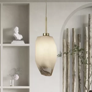 Searchlight Rocky Ceiling Pendant Light In Satin Brass Finish With Glass Shade 23141-1SB