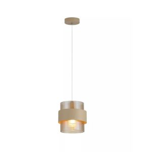 Searchlight Royal Ceiling Pendant or Semi Flush Light In Sand Finish With Amber Glass Shade 82431-1SA