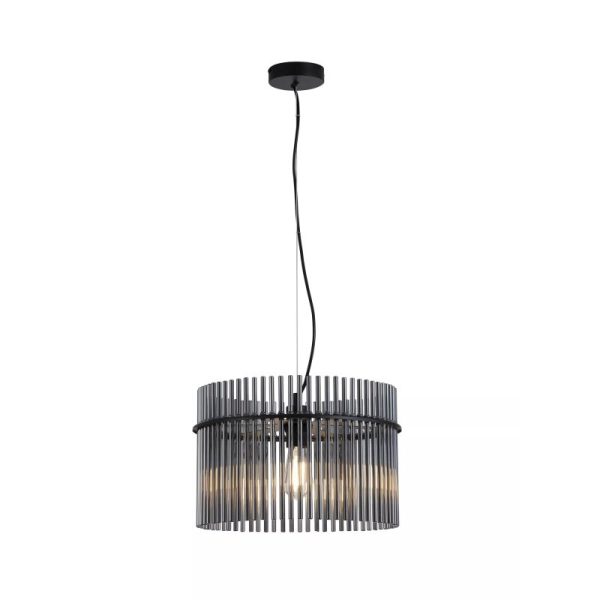 Searchlight Swizzle Ceiling Pendant Light In Matt Black Finsih With Smoked Rods 40cm 55621SM