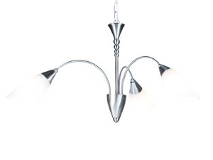Blenheim 3 Light Ceiling Pendant Light In Satin Chrome Finish With Opal Glass Shades