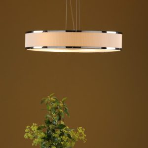 Dar Lighting Alvaro 6 Light Ceiling Pendant Light in Polished Chrome Finish With Ivory Shade