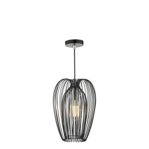 Dar Lighting Ero Contemporary Single Ceiling Pendant Light In Black Finish