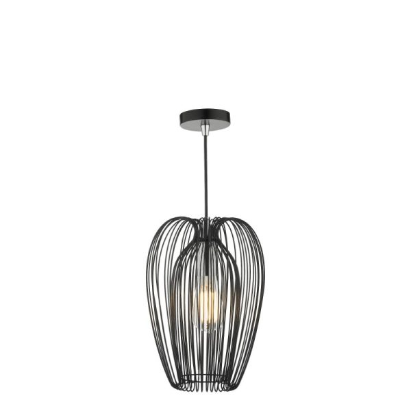 Dar Lighting Ero Contemporary Single Ceiling Pendant Light In Black Finish