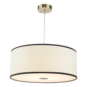 Dar Lighting Jemima Easy Fit Ceiling Pendant In White Linen With Frosted Diffuser JEM6522