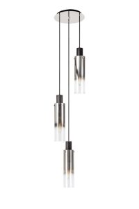Fuse 3 Light Cluster Ceiling Pendant in Polished Chrome with Ombre Effect Glass