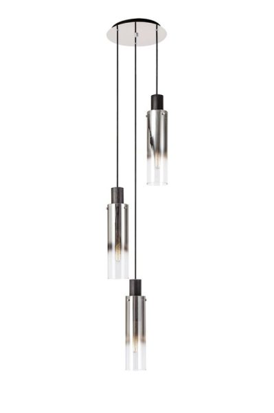Fuse 3 Light Cluster Ceiling Pendant in Polished Chrome with Ombre Effect Glass