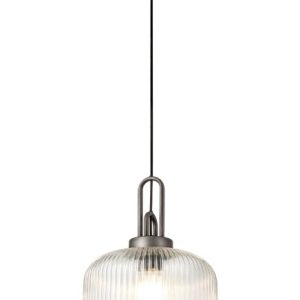 Glenn 1 Light Pumpkin Ceiling Pendant in Aged Pewter With Clear Glass