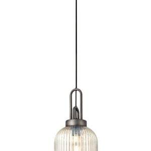 Glenn 1 Light Tubular Ceiling Pendant in Aged Pewter With Champagne Glass