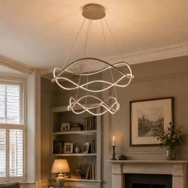Lightsin Modern Rose Red LED Pendant Light Spiral Design with Adjustable Cables - S